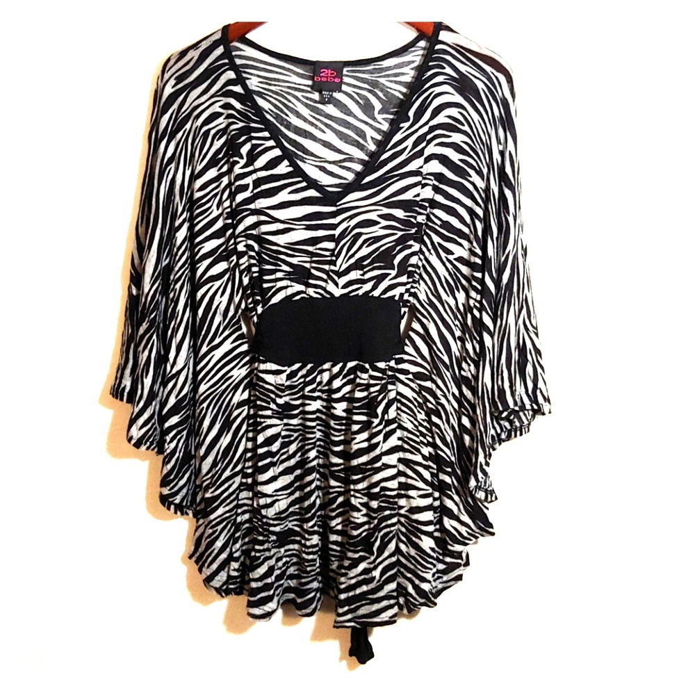 2b bebe kimono style top blouse gray black sz S